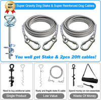 Dog Tie Out Cable and Stake for Camping - dog stake+2pcs 20ft Cable - image 2
