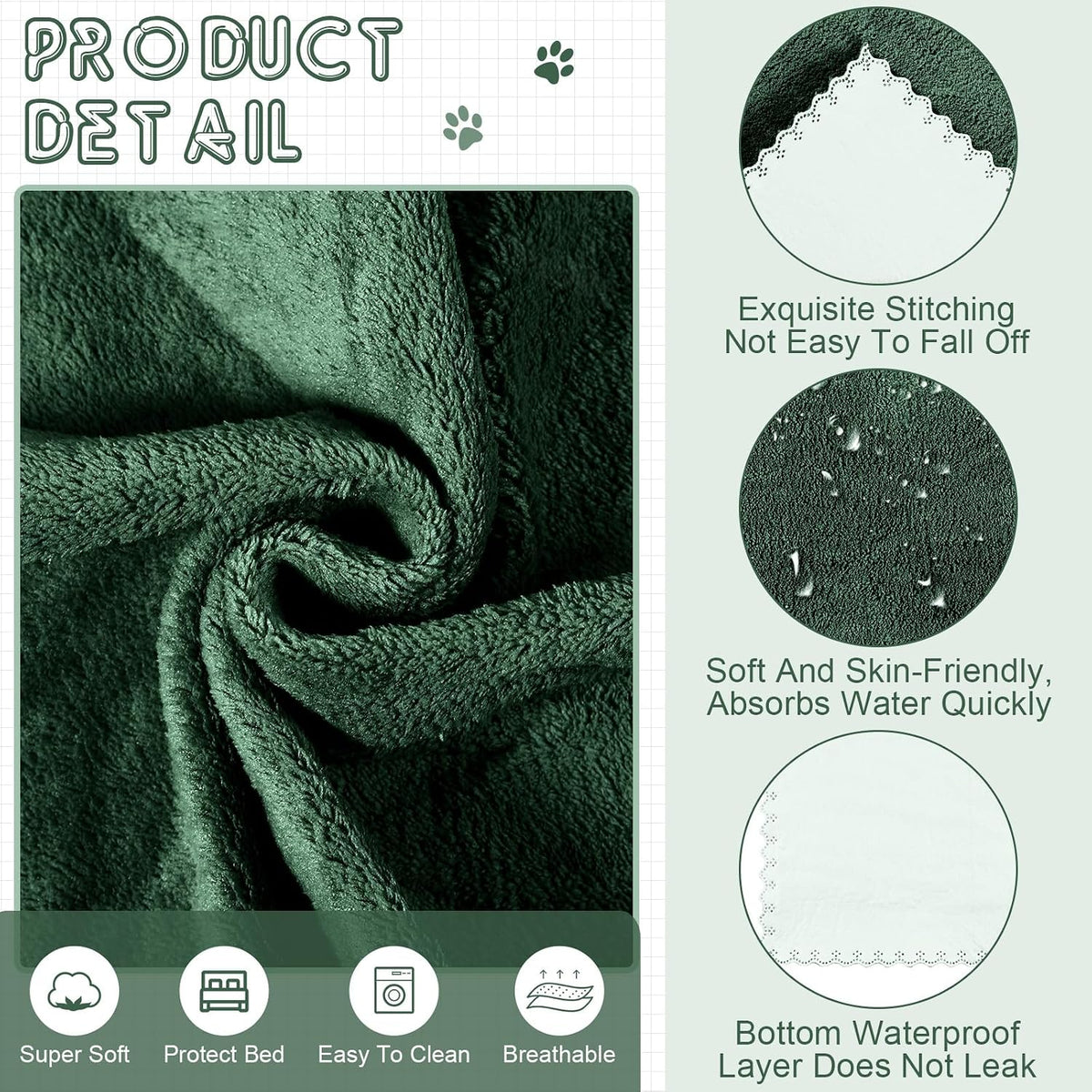 SmoothNovelty 5 Pcs Waterproof Guinea Pig Cage Liner - Dark Green / 12" X 12" / Classic - image 3