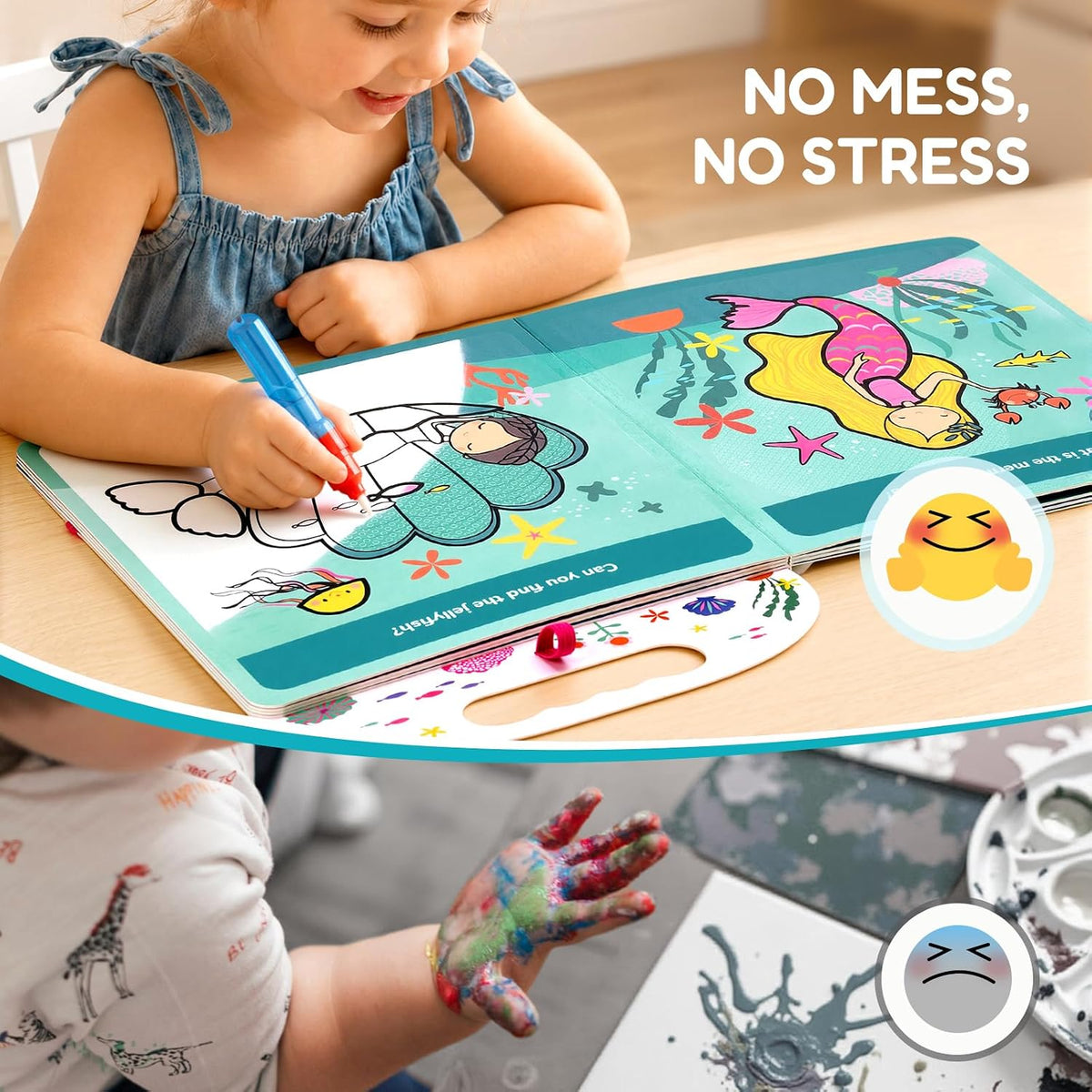 JoyCat Farm Water Coloring Book for Toddler Kids, 13 Pages - Mermaid - image 3