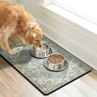 Dog Food Mats for Floors, Absorbent Dog Bowl Mat for Food and Water Dispenser Mat, Quick Dry Cat - Green / S(12"×20") - image 2