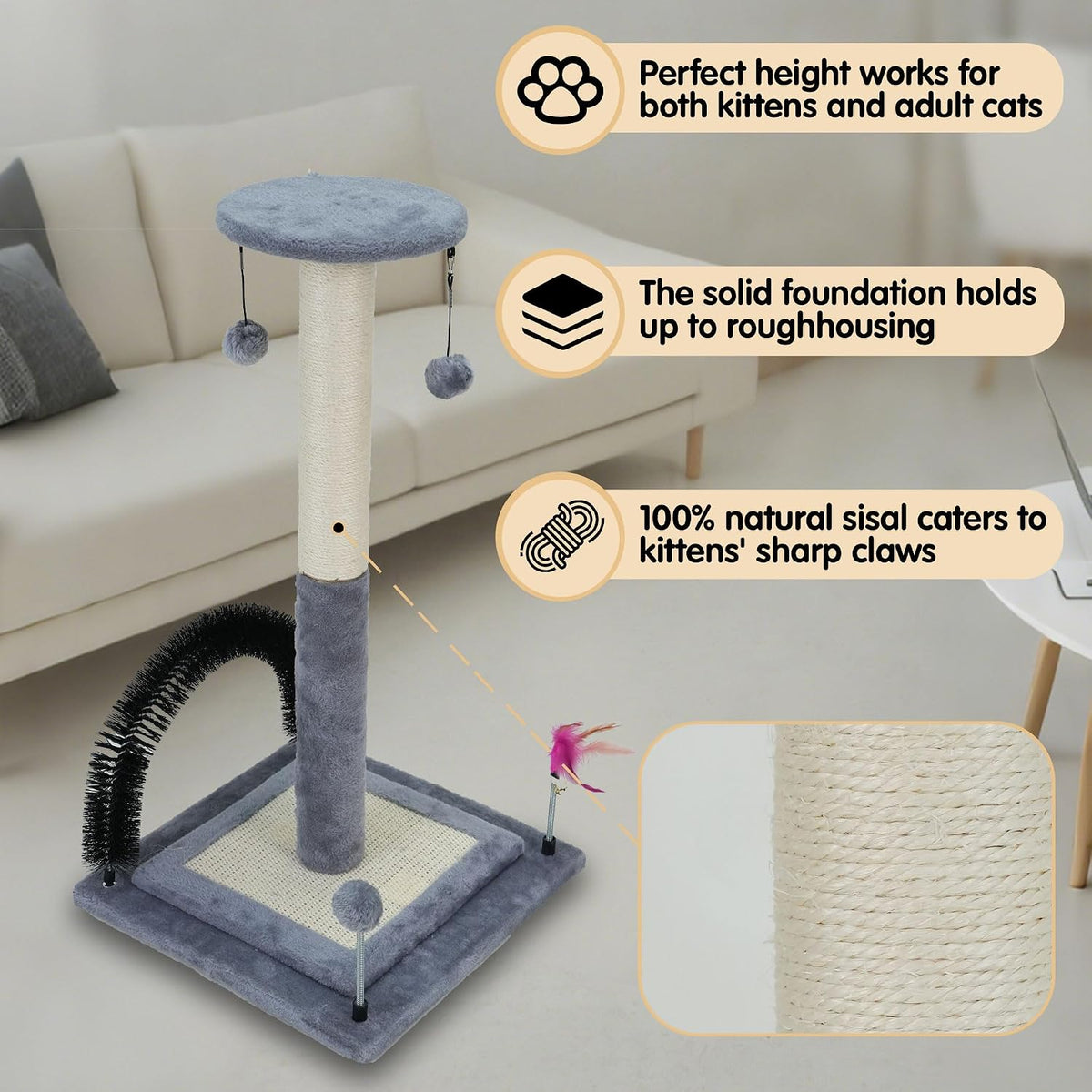 Multifunctional Cat Scratching Posts for Indoor Kittens - image 4