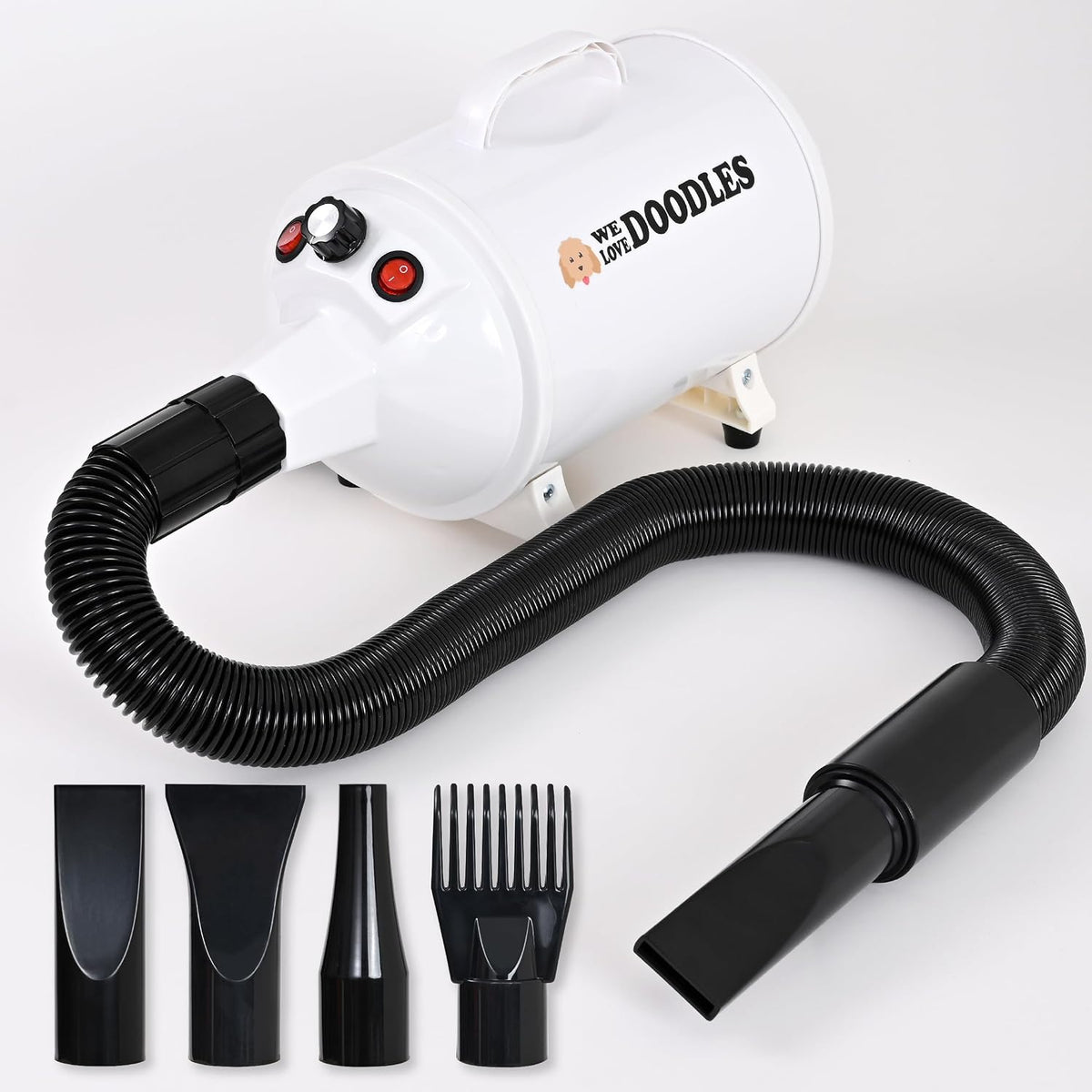 Dog Hair Dryer, High Velocity Blow Dryer & Pet Blower for Grooming, Black – Essentials for Dogs - White