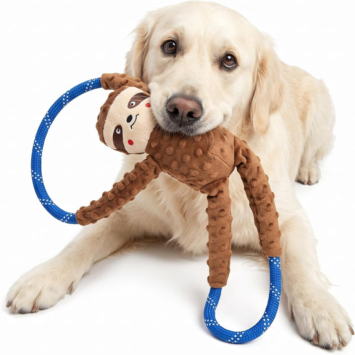 ZippyPaws RopeTugz Durable Dog Pull Rope Toy, Blue Monkey - Sloth / 28 x 5 x 5 in - image 4