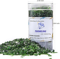TWINKLING High Luster Crushed Glass Glitter, Broken Glass, Fire Glass Gems Chips for Fire Pit, DIY Resin Art, Epoxy Crafts, Geode Painting, Aquarium Decoration, 6-9mm(370g/13oz.) (Dark Green)