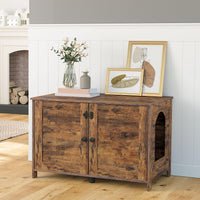 HOOBRO Litter Box Enclosure - Rustic Brown / 31" L x 17.5" W x 19.7" H - image 3