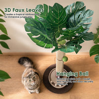 40" Cat Scratching Post, Natural Sisal Rope Cat Scratcher Tree – Essentials for Cats - Monstera Leaf - image 3