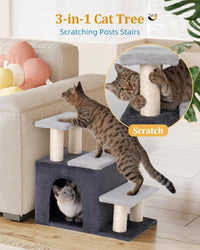 3-in-1 Pet Stairs for Cats, Dog Steps for Small Doggie Rabbits – Essentials for Cats - M-Gray - image 2