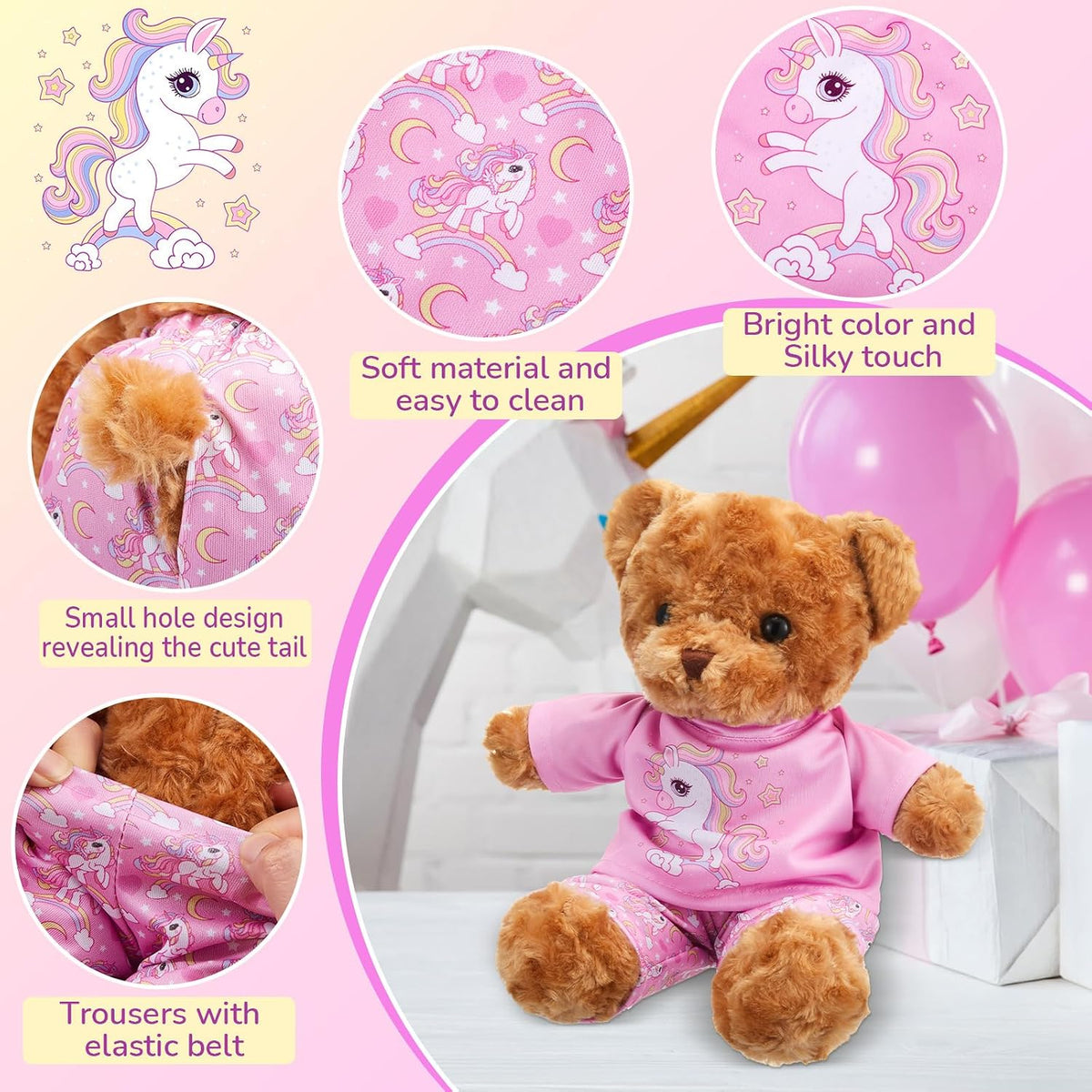 Skicuff pink 2-piece teddy bear pajama outfit with top and pants - view 20