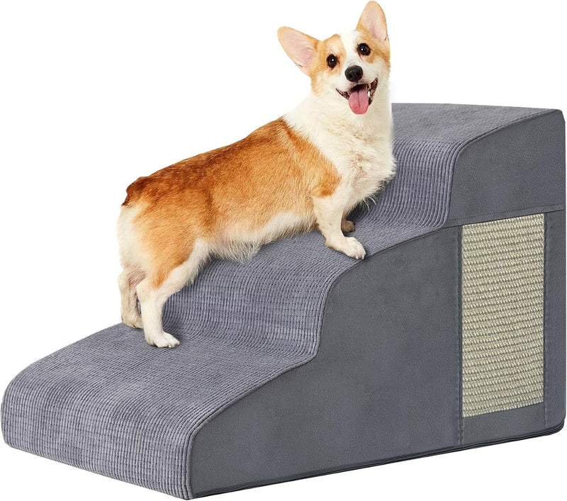 Dog Stairs for Small Dogs 19.7" H, Dog Ramp for Bed, 4-Step - Grey / 3 / 3-Step 15.7"H