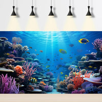 Underwater Aquarium Background Coral Reef Tropical Fish Terrarium - 36(W)x24(H)in / Blue Purple - image 3