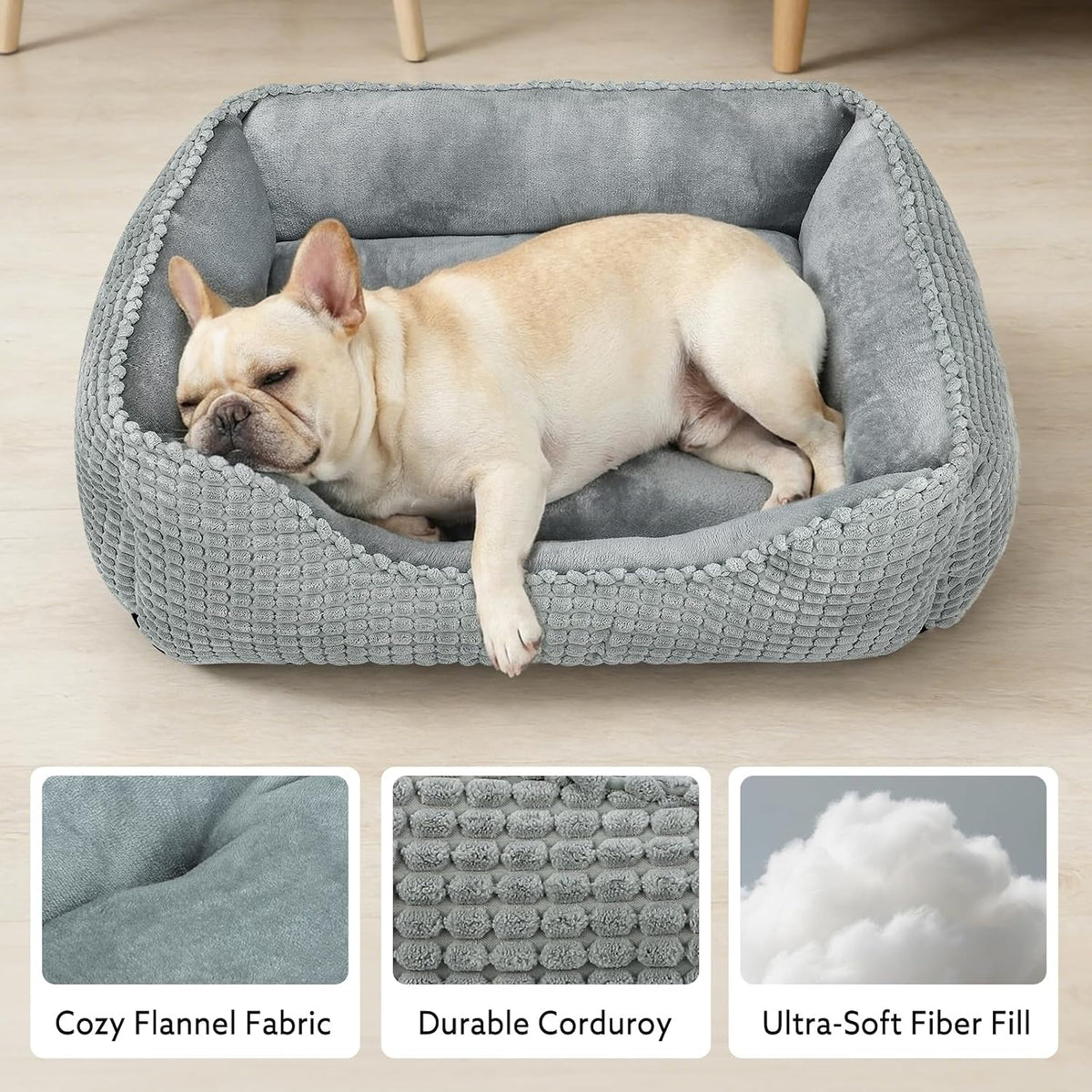 MIXJOY Dog Bed for Large Medium Small Dogs - Light Gray / M(25’’x 21’’x 8’’) - image 2