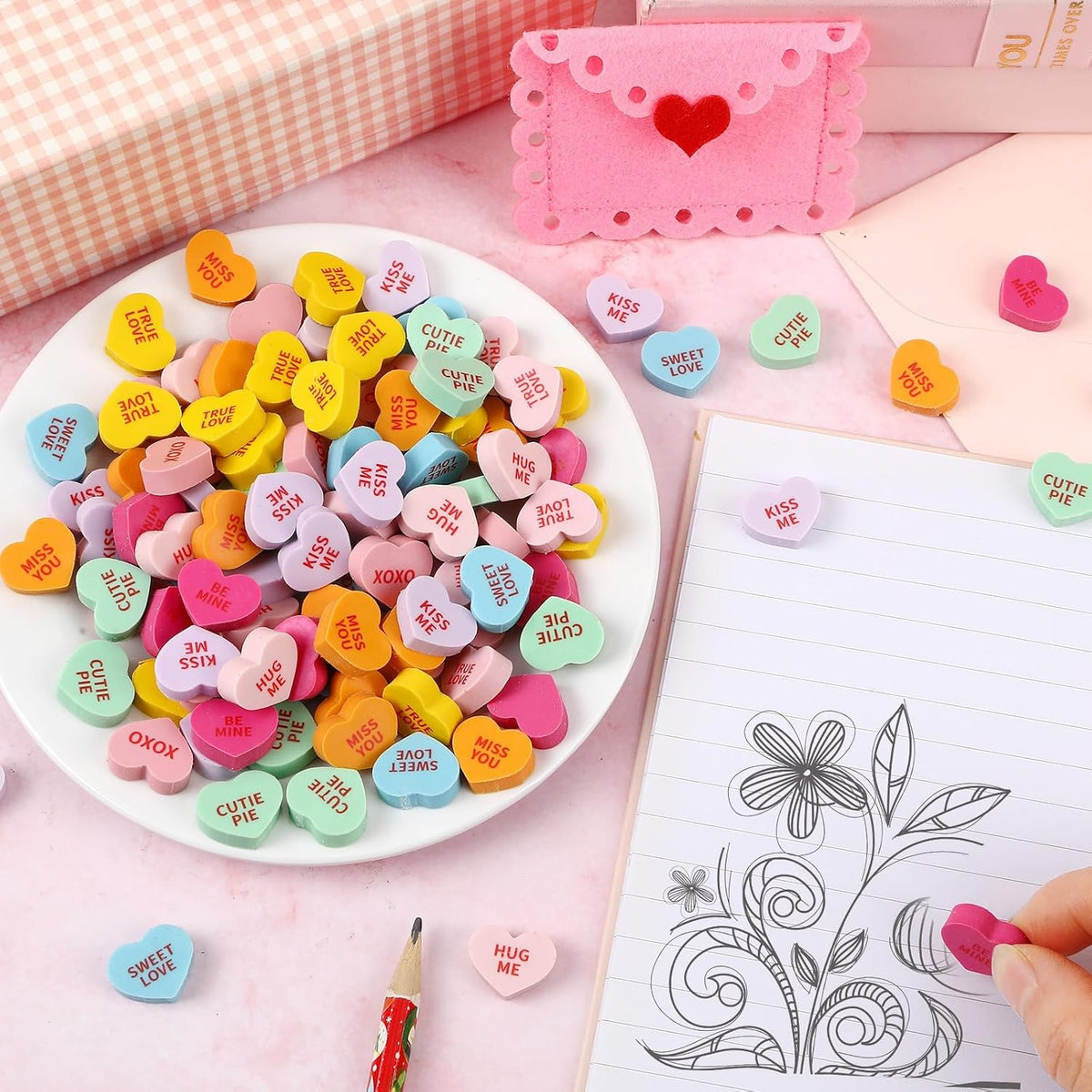 JUNEBRUSHS 150Pcs Fall Mini Erasers - Heart Style - image 3