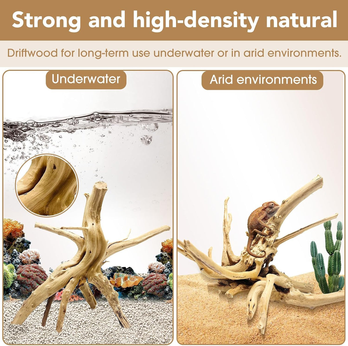 Natural Aquarium Driftwood for Fish Tank Reptile Terrariums Decor – Essentials for Fish - Spiderwood 4 to 8 Inch (Pack of 8) - image 3