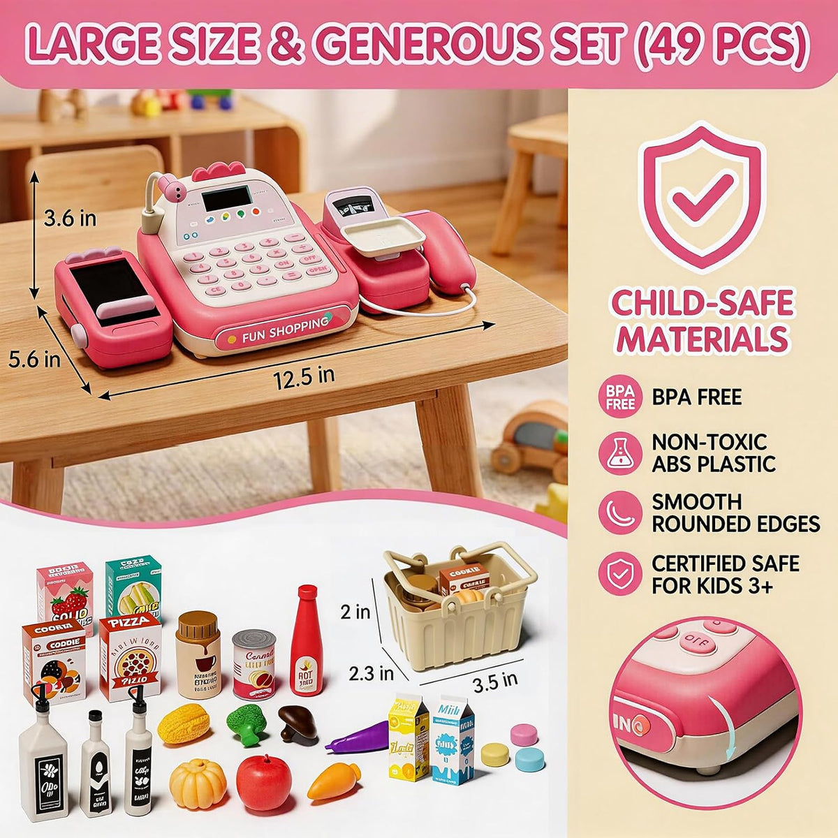 49Pcs Cash Register Toy Set - Pink - image 2