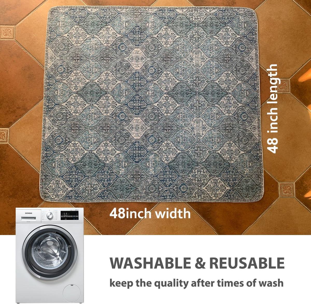 Washable Pee Pads for Dogs, Stylish - 48x48 Inch (Pack of 2) / Blue/Multi - image 2