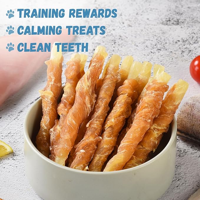 Dog Treats Chicken Wrapped Cod Sticks, Natural Chicken Cod Jerky Treats Rich in Omega-3, High Protein Chewy Training Treats Dog Snacks for Small Medium Large Dogs, 15-17 Counts, 10.6 oz