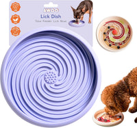 Lick Dish, Silicone Lick Mat + Slow Feeder for Cats & Small Dogs - Periwinkle / Large