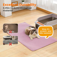 Cat Litter Mat, Double Layer Honeycomb Litter Box Mat – Daily Care for Cats - 46x26 Inches / Pink - image 4
