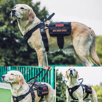 OneTigris Service Dog Vest Harness, Service Dog Cape Guardian Dog Backpack Harness with Pouches Dog Saddle Bag for Small Medium and Large Dogs (Black, Large)