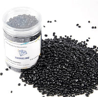 TWINKLING High Luster Round Fire Glass Stones, Marbles, Pebbles, Beads Gems for Fire Pit Vase Fillers Crafts Aquarium Garden Decoration, 3-6mm, 1-Pound Jar (Black)