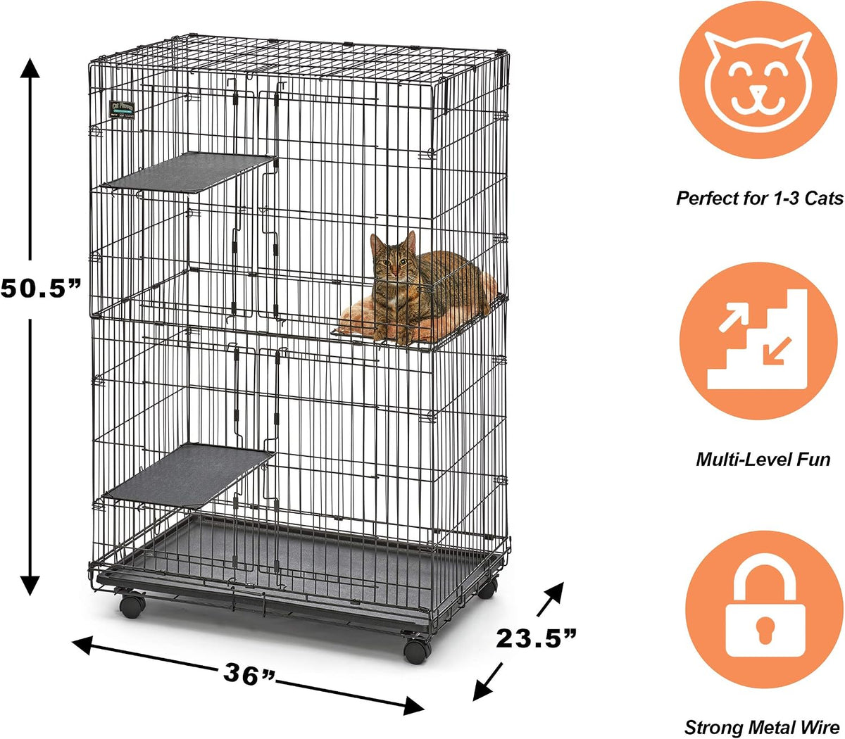 MidWest Homes for Pets Folding Metal Indoor Cat Playpen - Satin Black E-Coat / 36.0"L x 23.5"W x 50.5"H - image 2