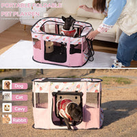 Foldable Pet Cat Playpen, Indoor Cat cage Crates S - Pink / Medium（31.5"L x 23.6"W x 21.7"H） - image 3