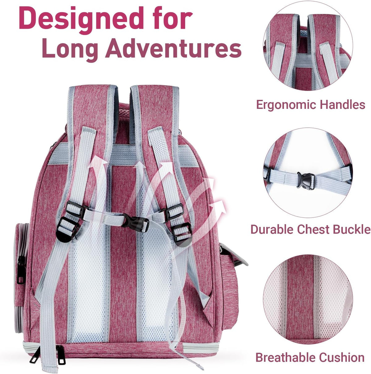 Cat Backpack Carrier Clear Bubble Window for Cats & Small Dogs up - Pink - image 4