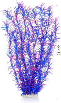 Aquarium Decor Plastic Plants Extra Large 21 Inches Artificial Plants – Essentials for Fish - Purple 2pcs - image 2
