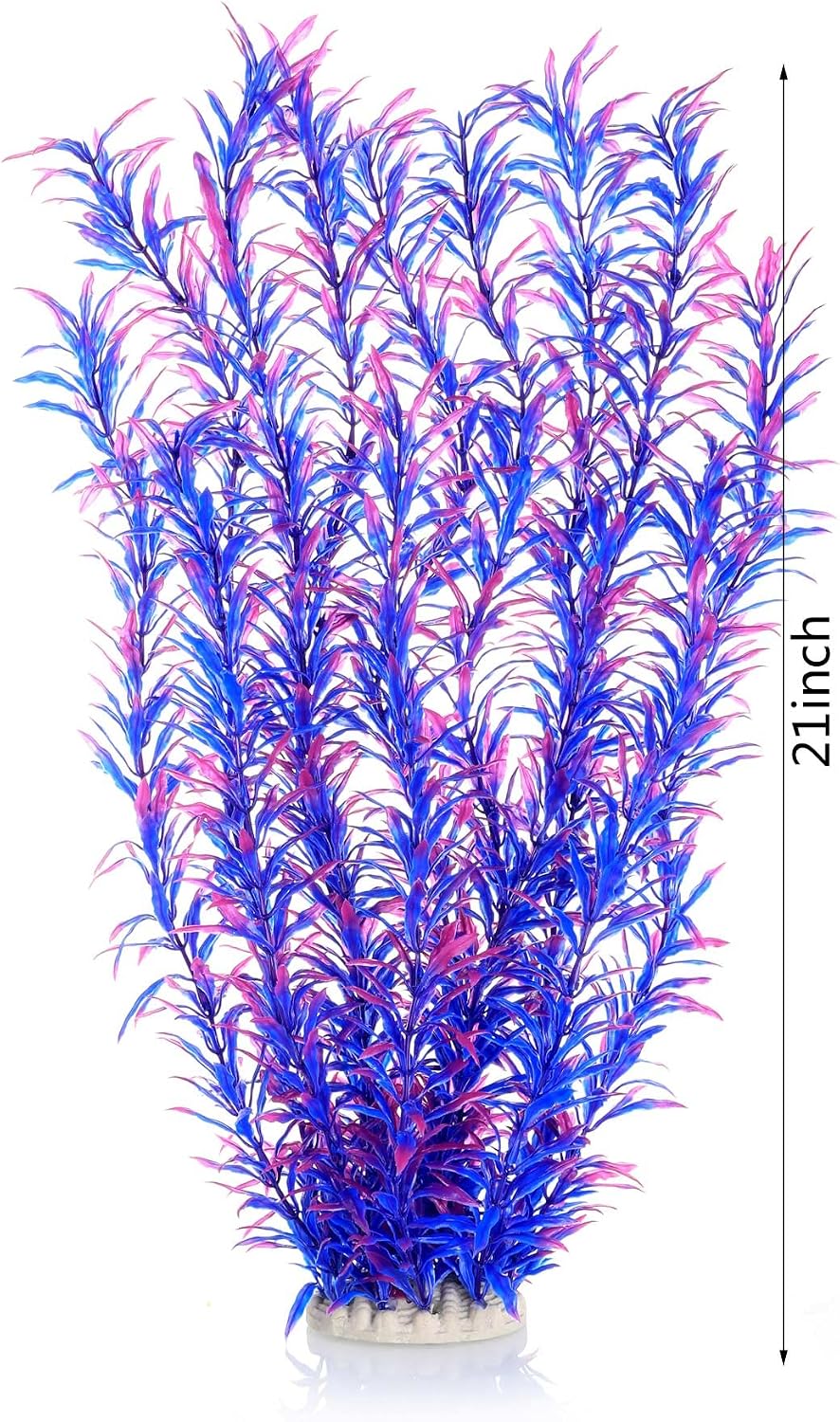 Aquarium Decor Plastic Plants Extra Large 21 Inches Artificial Plants – Essentials for Fish - Purple 2pcs - image 2