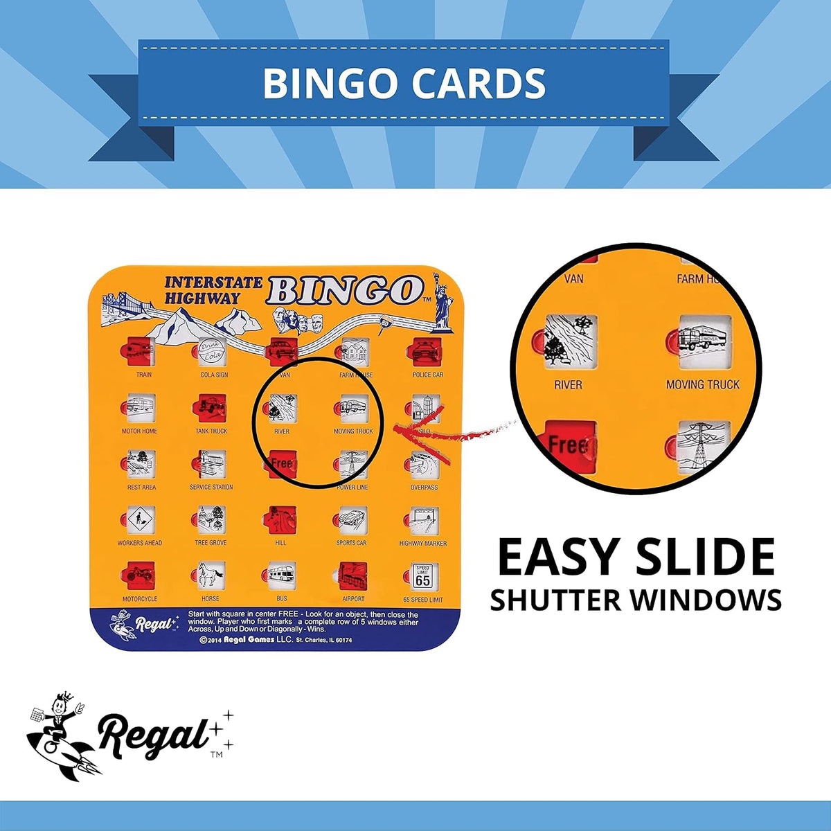 Regal Games Finger-Tip Shutter Bingo Cards with Sliding Windows - Orange - image 3