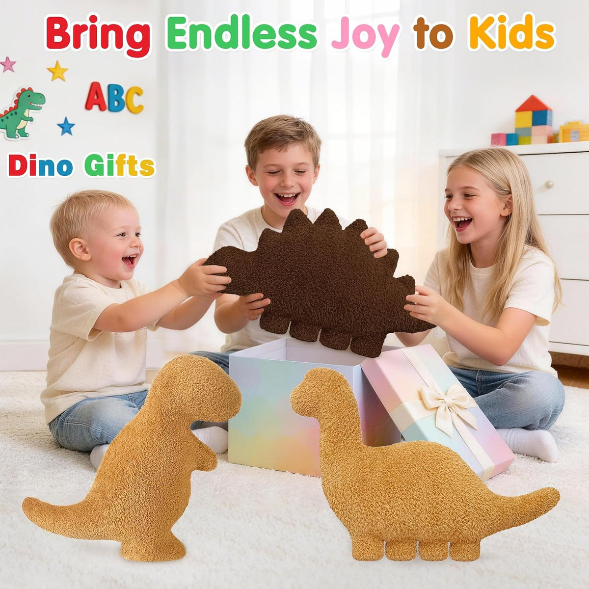 Dino Nugget Pillow Plush, Dinosaur Chicken Plush Nuggets Pillow Funny Birthday Gifts for Boys - Brown Kentrosaurus / Small - image 4