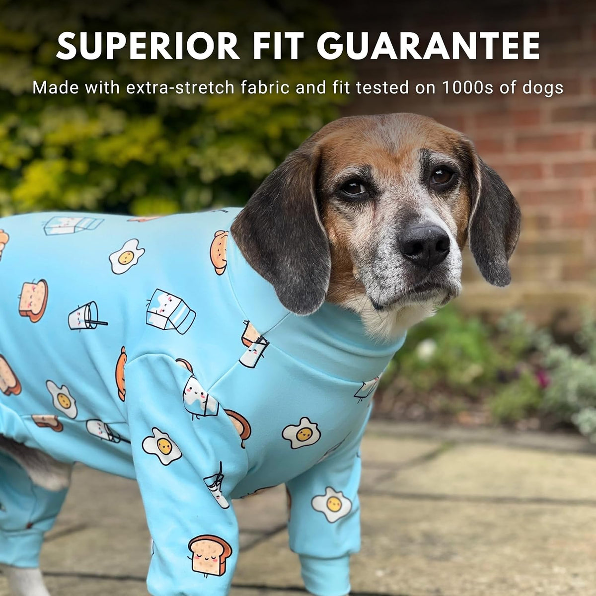 Spark Paws Dog Pajamas - Stretch Onesie Recovery Full Leg Surgery Suit PJS – Essentials for Dogs - Breakfast Blue / Medium - image 3