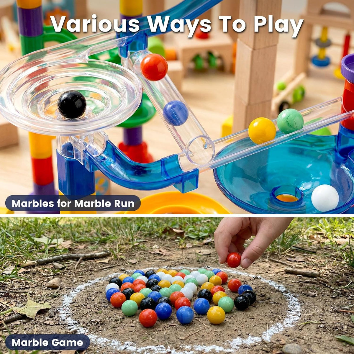 POPLAY 60 glass marbles for Chinese checkers in 6 solid colors - view 4