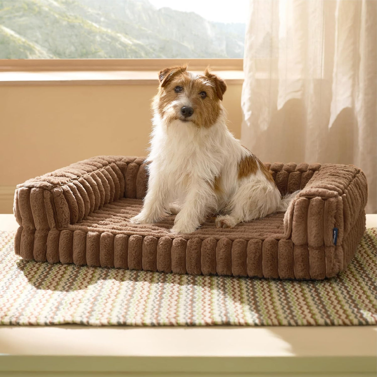 Bedsure ComfyFleece Memory Foam Orthopedic XL Dog Bed Washable 42" – Essentials for Dogs - Camel Brown / 30.0"l X 20.0"w X 6.5"th