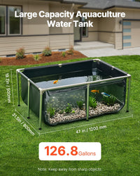 VEVOR Canvas Fish Pond, Turtle Pond - Black / 127 Gal /47x31x20 in / With Clear Panel - image 2
