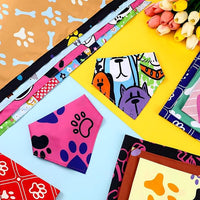 100 Pcs Paw Dog Bandanas Bulk Paw XL Pet Bandanas Colorful Triangle Pet Bibs Scarfs for Medium Large Dogs Spring Summer Birthday Holiday Costume Decoration