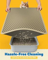 Cat Litter Mat - 23.2'' x 29.1'' Large Litter Trapping Mat, Easy to Clean Litter Box Mat, Waterproof, Urine-Proof, Non-Slip Kitty Litter Mats for Floor, Beige
