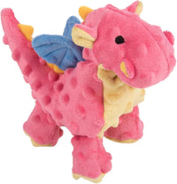 goDog Bubble Plush Dragons Squeaky Dog Toy - Bubble Plush Dragons (Coral) / Small