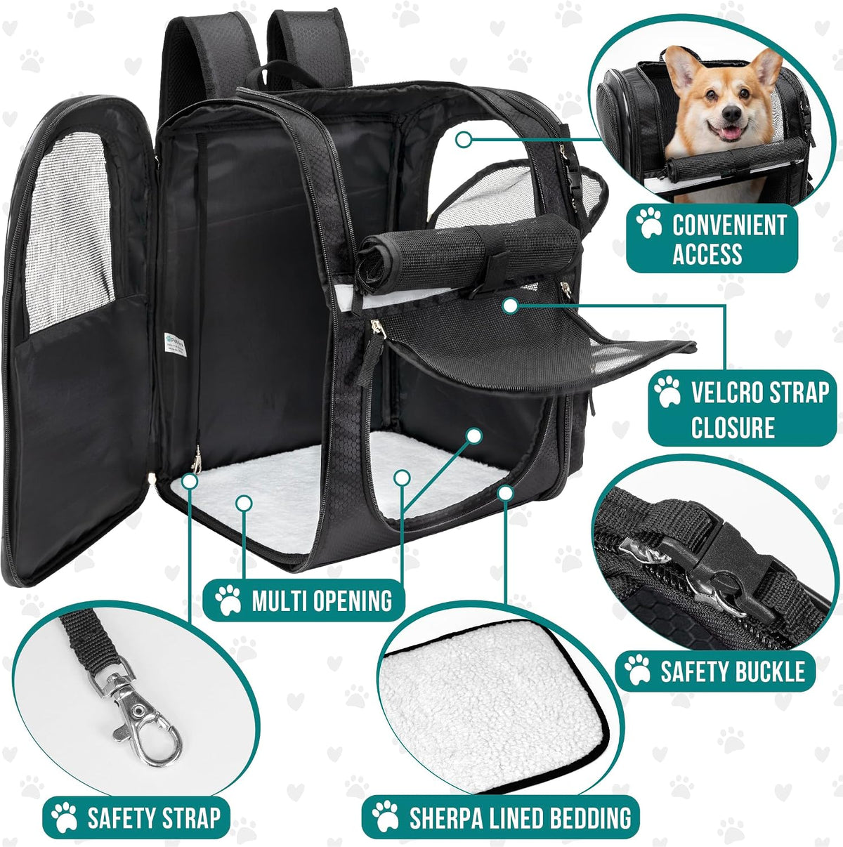 PetAmi Dog Backpack Carrier, 4-Way Entry Ventilated - Black - image 4