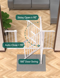 Babelio 36" Tall Pet Gate with Cat Door, CatPrivilege II, 29-40" - White / 29-48" Wide, 30" Tall - image 4