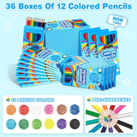 Jyusmile colored pencils bulk set, 432 pre-sharpened pencils in 36 individually wrapped packs - view 3