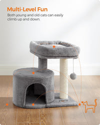 Feandrea Cat Tree, Cute Kittens Condo - Light Gray - image 3