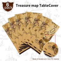 Irenare pirate tablecloth printed with a treasure map, skeleton, boat, mountain and treasure chest - view 14