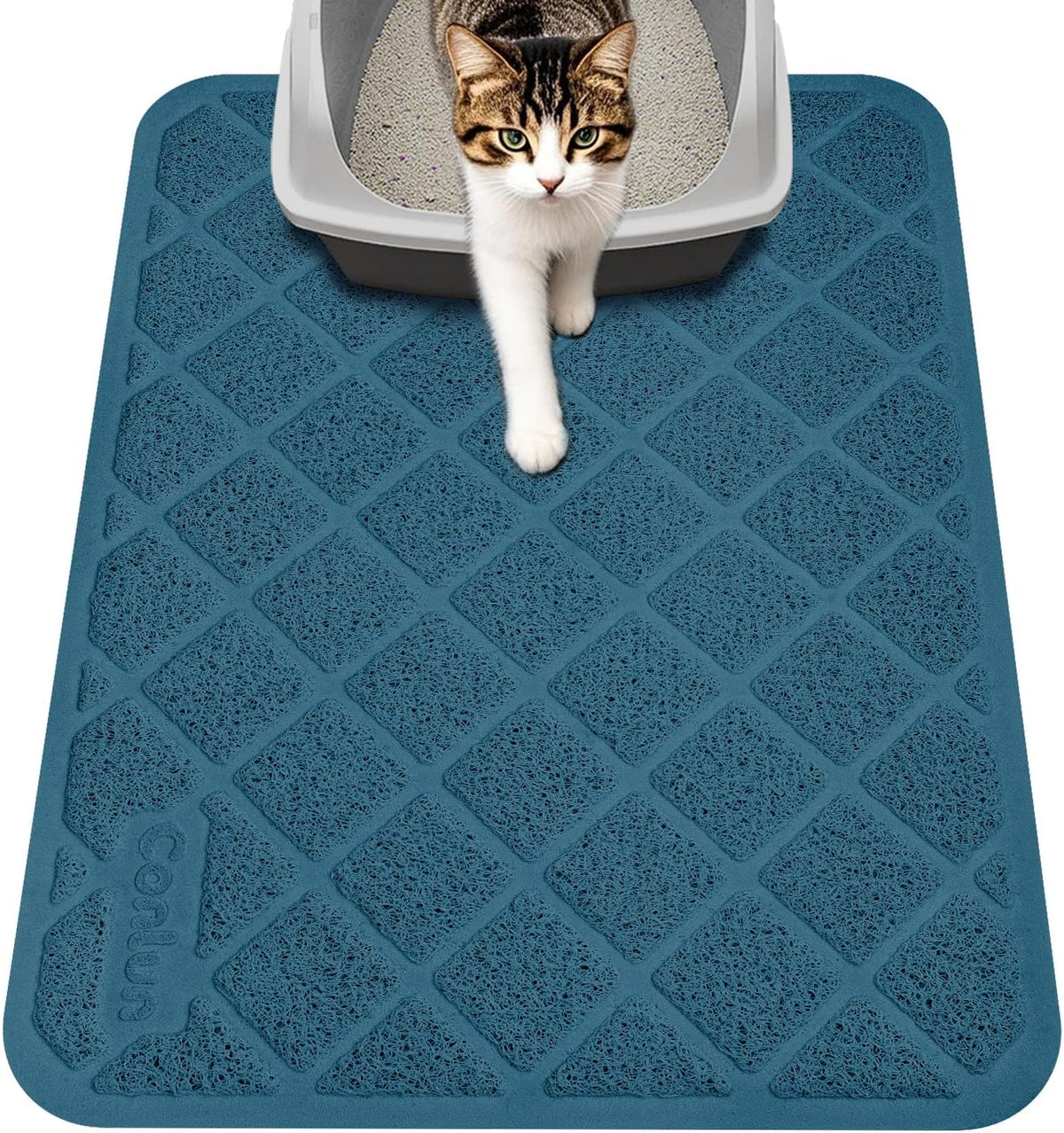 Conlun Cat Litter Mat Litter Trapping Mat - Navy / Small (24" x 17")
