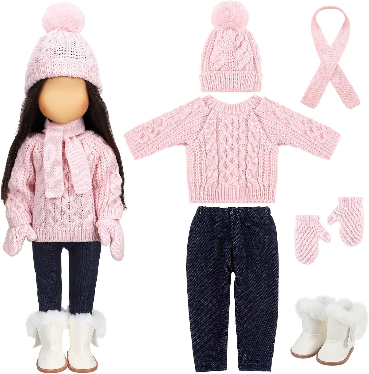 Bencailor 18 inch doll clothes set with jacket, vest, pants, hat and high boots in Christmas cowgirl - view 6