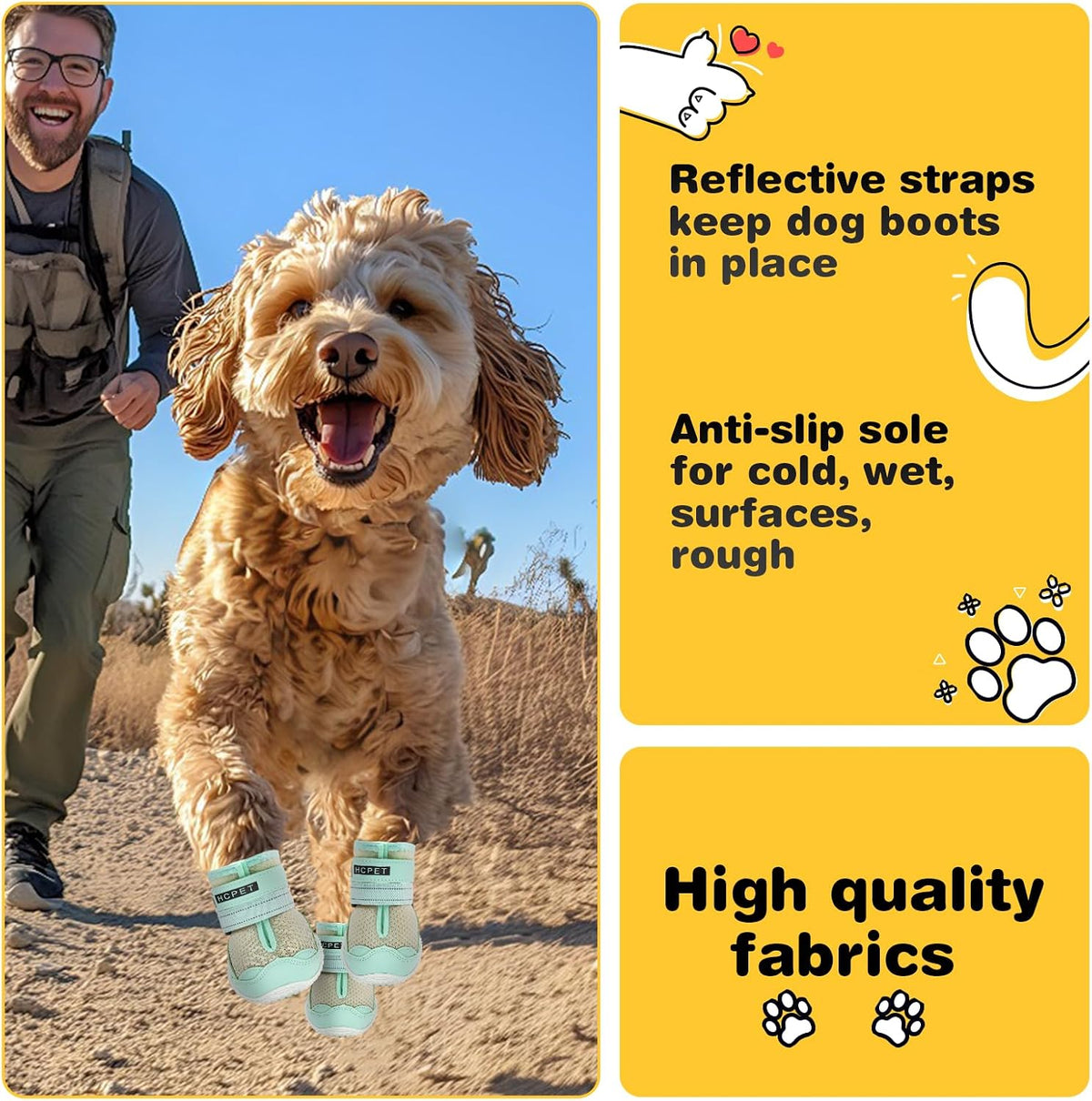 Dog Boots Waterproof Dog Shoes for Medium Large Dogs - Green / Width 2.36 in - image 3
