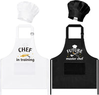 4Pcs Kids Apron and Chef Hat Set Gift for Girls Boys - Training & Master