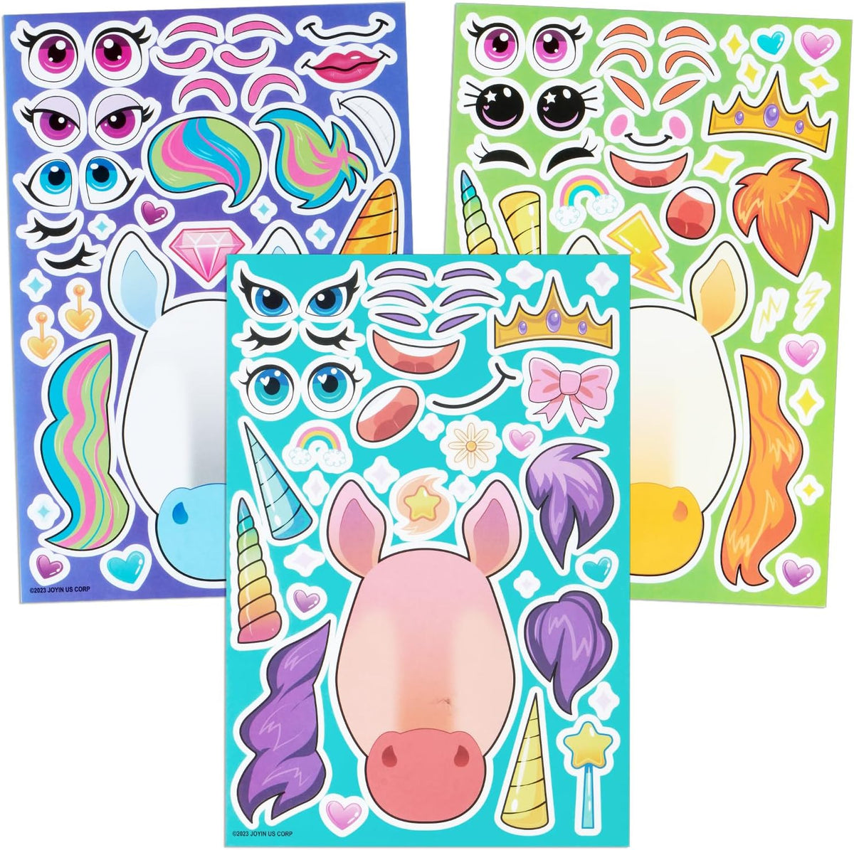JOYIN 36 Sheets 9"x6" Make a face Stickers for Kids - Neo Unicorn - image 3
