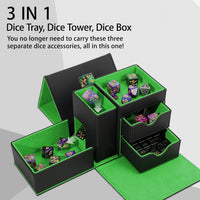 Stepane dice tray and dice tower storage box in black and red PU leather with drawers - view 23