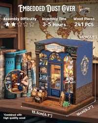 Owl Bookstore Book Nook Kit, 3D Wooden Puzzles with LED - Journey Trace Bookshop - image 3